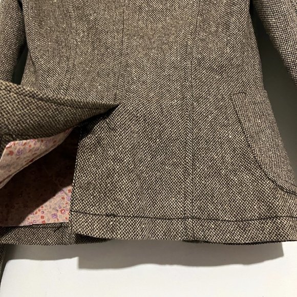 Sisley Tan Brown Italian Tweed Fitted Wool Blazer Jacket - Picture 11 of 13